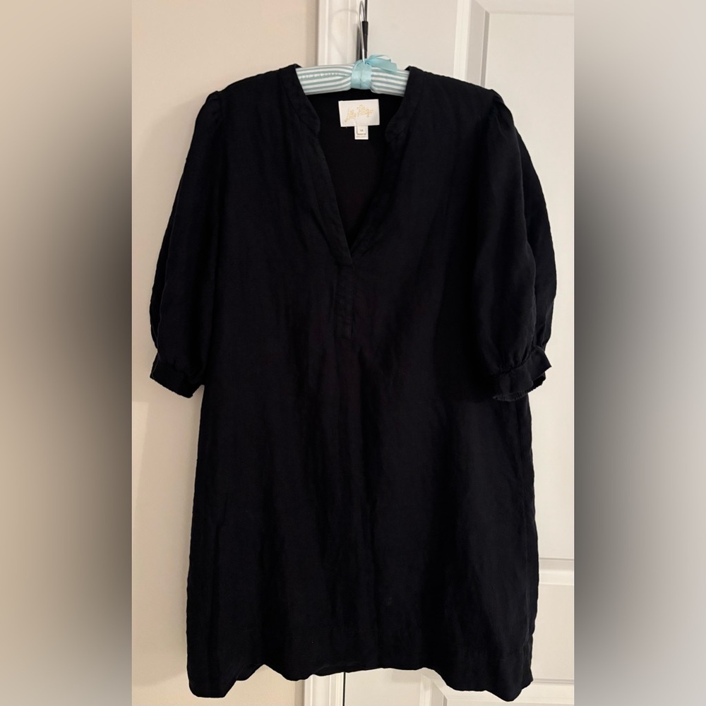 Lilly Pulitzer Black Puff Sleeve Linen Dress